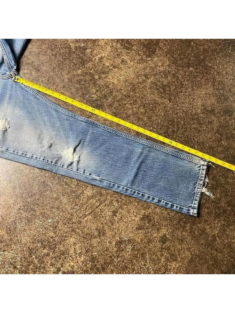 Levi's Distressed Light Wash Straight Leg Jeans Raw Hem Men's 34x30